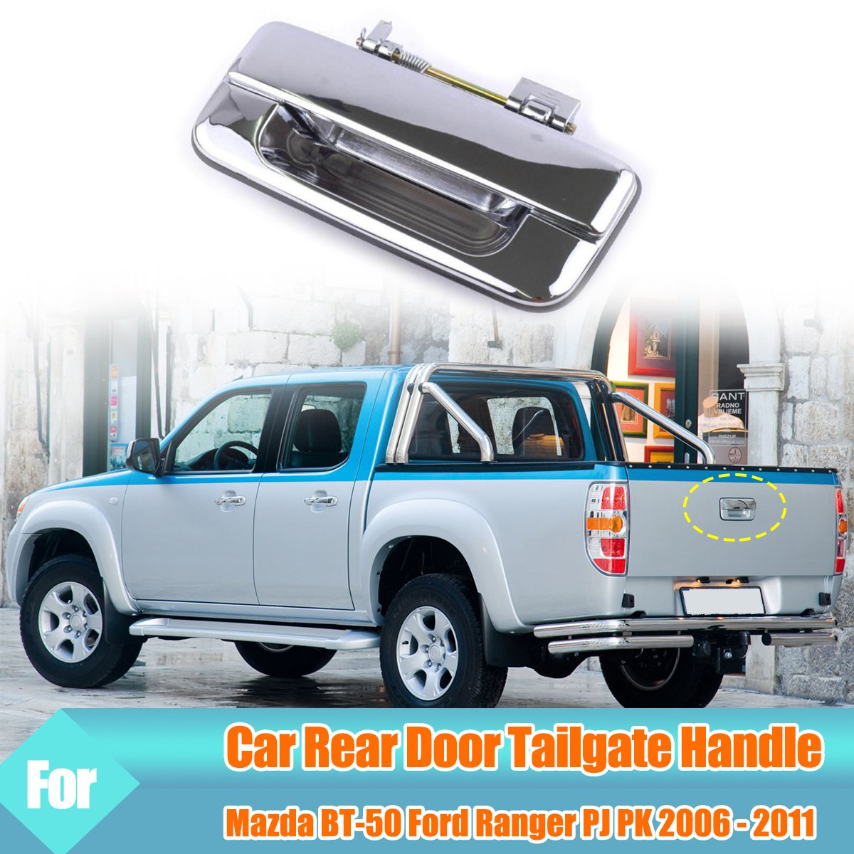 

Крышка ручки задней двери автомобиля для Mazda BT-50 Ford Ranger PJ PK 2006-2011, хромированная внешняя ручка двери без отверстия для ключа