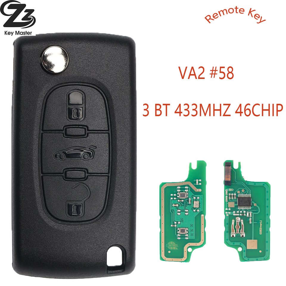 

Zz-Store 433ASK/FSK CE0523/CE0536 ID46 PCF7941/PCF7961 Автомобильный дистанционный ключ для Citroen C1 C2 C3 C4 C5 Picass Peugeot 207 307 308 408