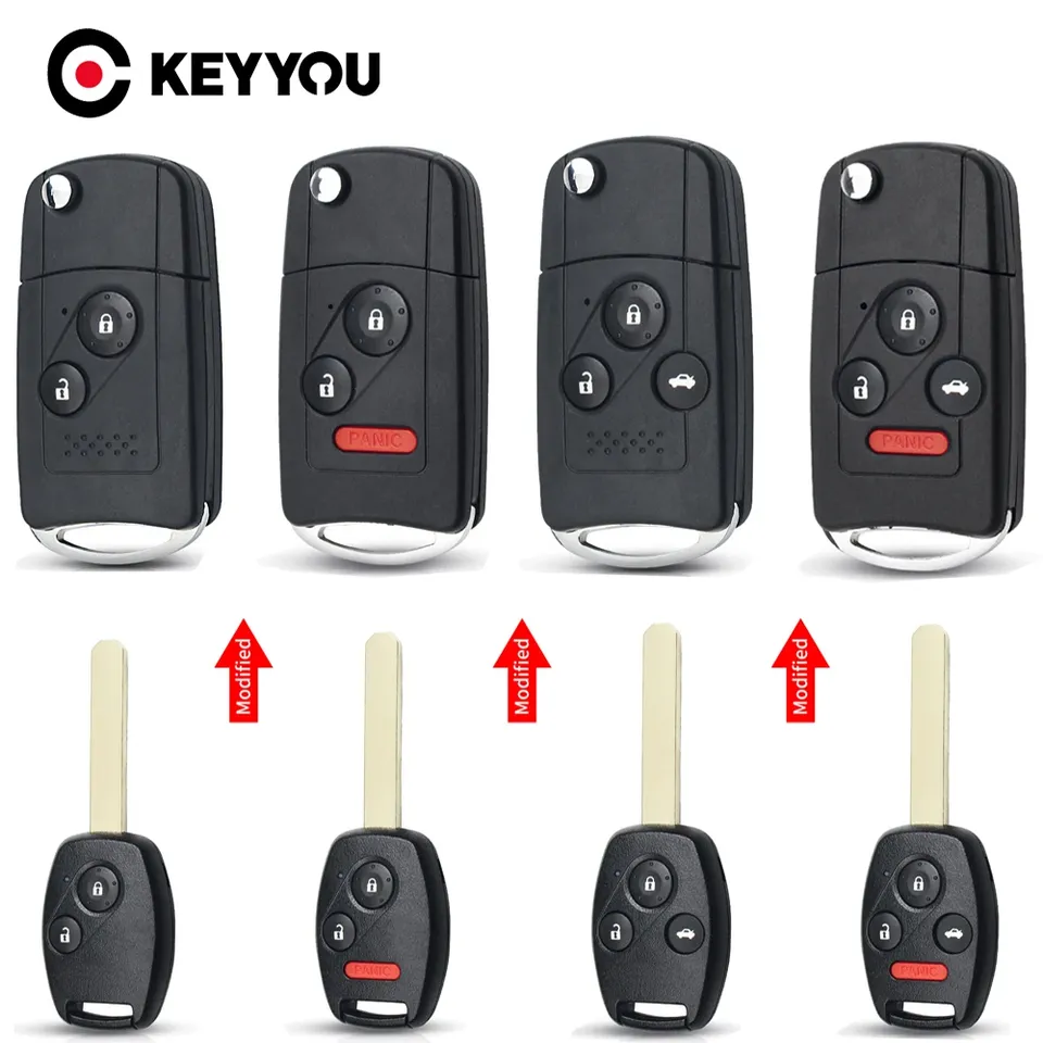 

KEYYOU Модифицированный Откидной Чехол Для Дистанционного Ключа Для Honda Fit CRV Civic Insight Ridgeline HRV Jazz Accord 200...