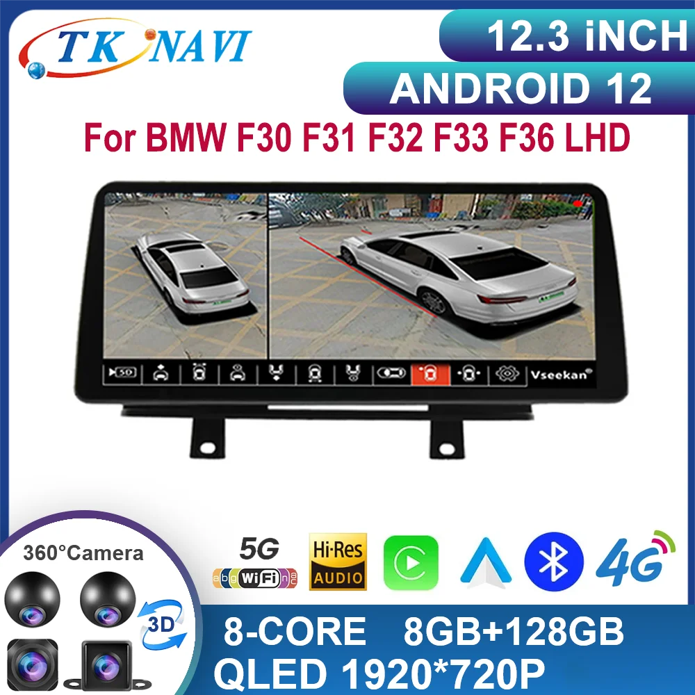 

12,3 "Android 13 для BMW F30 F31 F32 F33 F36 LHD ID8 360 камера NBT автомобильное радио GPS Carplay мультимедийный видеоплеер навигатор BT