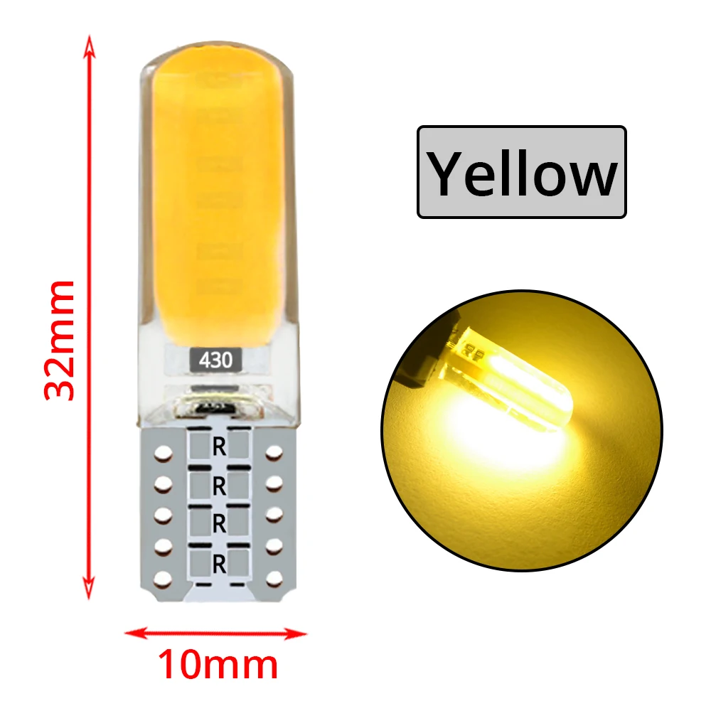 

10 Шт. T10 W5W COB Silicagel 2SMD Купольный Светильник Указатель Поворота Canbus 194 501 Плоская Лампа 12 В Универсальная Све...