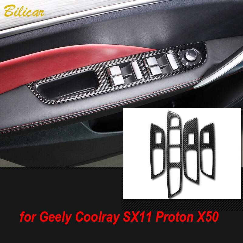 

Наклейка из углеродного волокна для Geely Coolray SX11 Proton X50 2019 2020 2021 2022, панель переключения стекла, крышка подъемной панели