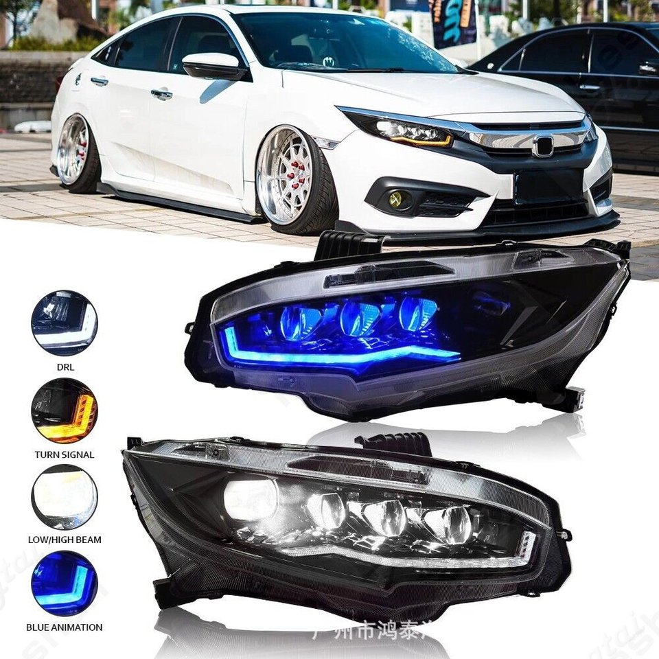

Фара в сборе 2016-2017-2018 2019 2020 2021 Honda Civic 10 дневные ходовые огни, фонари поворота, стоп-сигналы