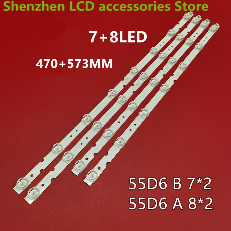 

4 шт./лот для NEW55A660U/55V2 4C-LB5507-HR02J 4C-LB5508-HR02J подсветка ЖК-телевизора 100% новый 470 + 573 мм 6 В 7 + 8 светодиодов