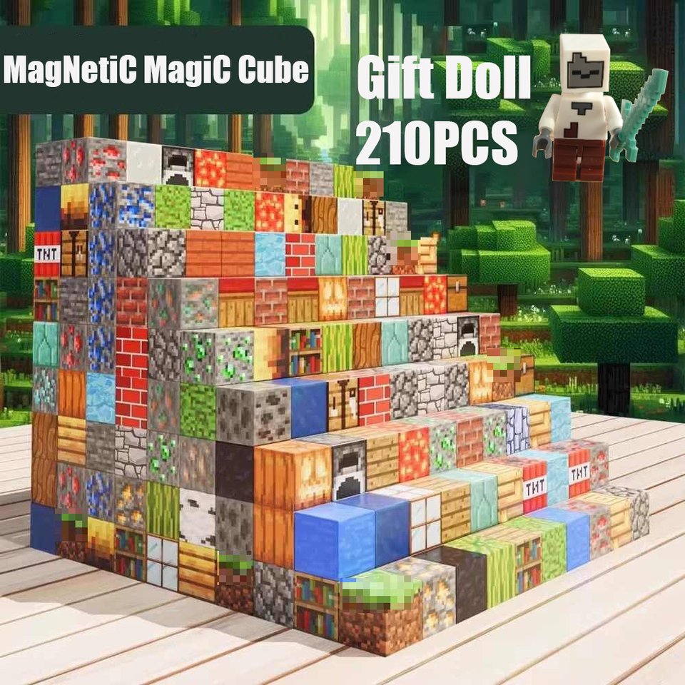 

400P обновляет магнитные строительные блоки, игрушка, набор Mine Magnet World для мальчиков и девочек, STEM, сенсорные кубики Монтессори для малышей