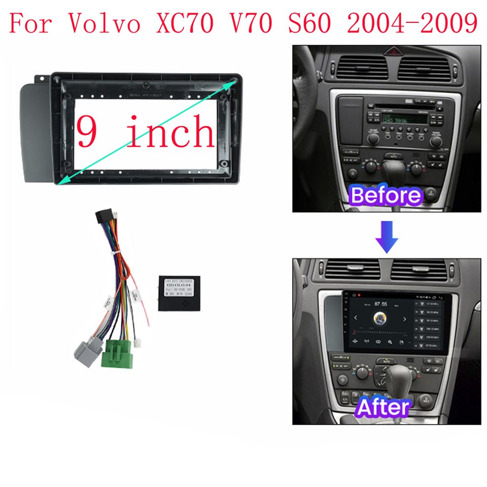

ДЛЯ 2004-2007 Volvo XC70 V70 S60 9-дюймовый радиоприемник Android стерео жгут экранов аксессуары навигация приборная панель кабельная рамка canbus