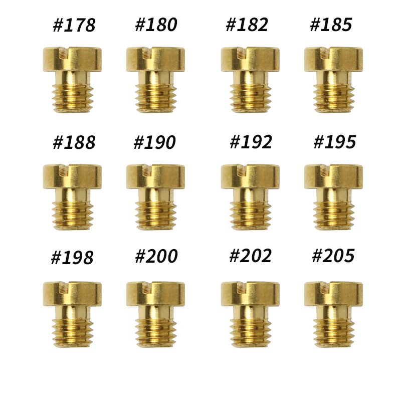 

12 шт./компл. размер # от 40 до # 205 M5 * 0,8 Форсунка главных форсунок карбюратора для карбюратора Keihin 99101-393 CVK PE PZ PWK