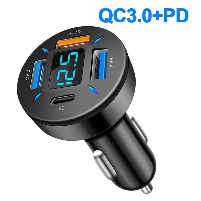 

Автомобильное зарядное устройство с 4 USB-портами и разъемами USB Type-C