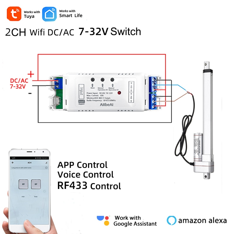 

Tuya Smart 2-канальный Wi-Fi контроллер двигателя