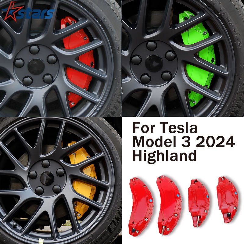 

Для Tesla 2024 Model 3 Highland тормозные суппорты, 12 цветов, набор из 4 чехлов суппорта с наклейками, аксессуары из алюминиевого сплава