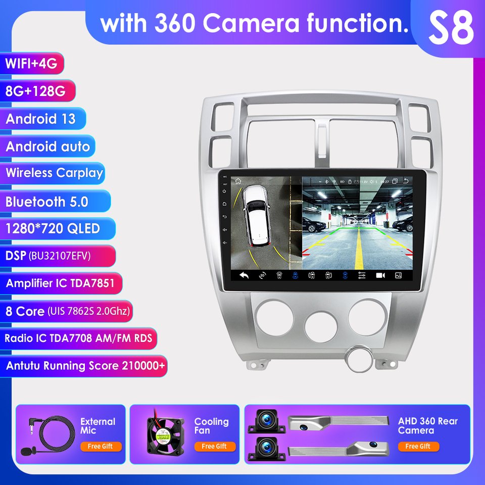 

Hizpo Android 13 Автомобильный радиоприемник для Hyundai Tucson 2004-2009 Мультимедийный видеоплеер Навигация 2 Din Стерео Carplay GPS