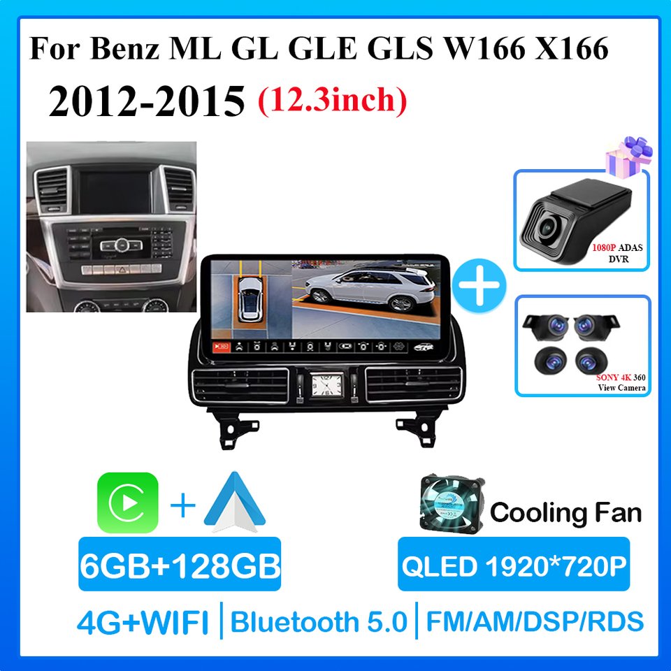 

Автомагнитола на Android для Mercedes Benz ML GL GLE GLS W166 X166 12,3-2012, 2019 дюйма