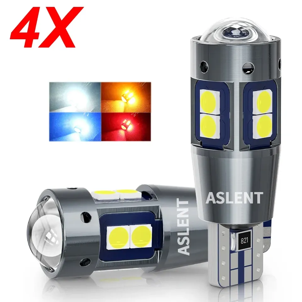 

4 шт., T10 W5W 168 192 светодиодный задний фонарь 3030 10smd 12 В, авто лампа CANBUS без ошибок, автомобильный габаритный фонарь, стояночная лампа 6000K ASLENT
