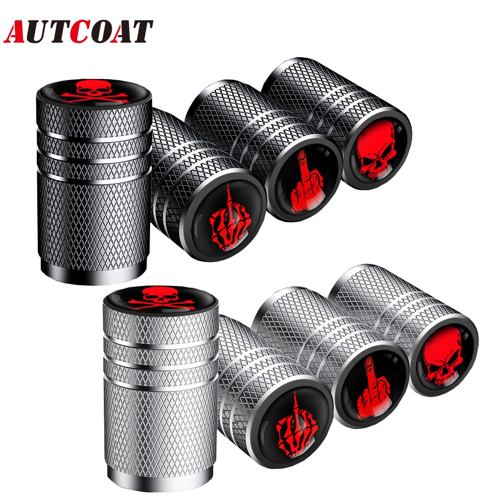

AUTCOAT, 4 Шт., Колпачки Для Клапанов Автомобильных Шин С Дизайном Черепа, Алюминиевые Крышки Штока Воздушного Клапана