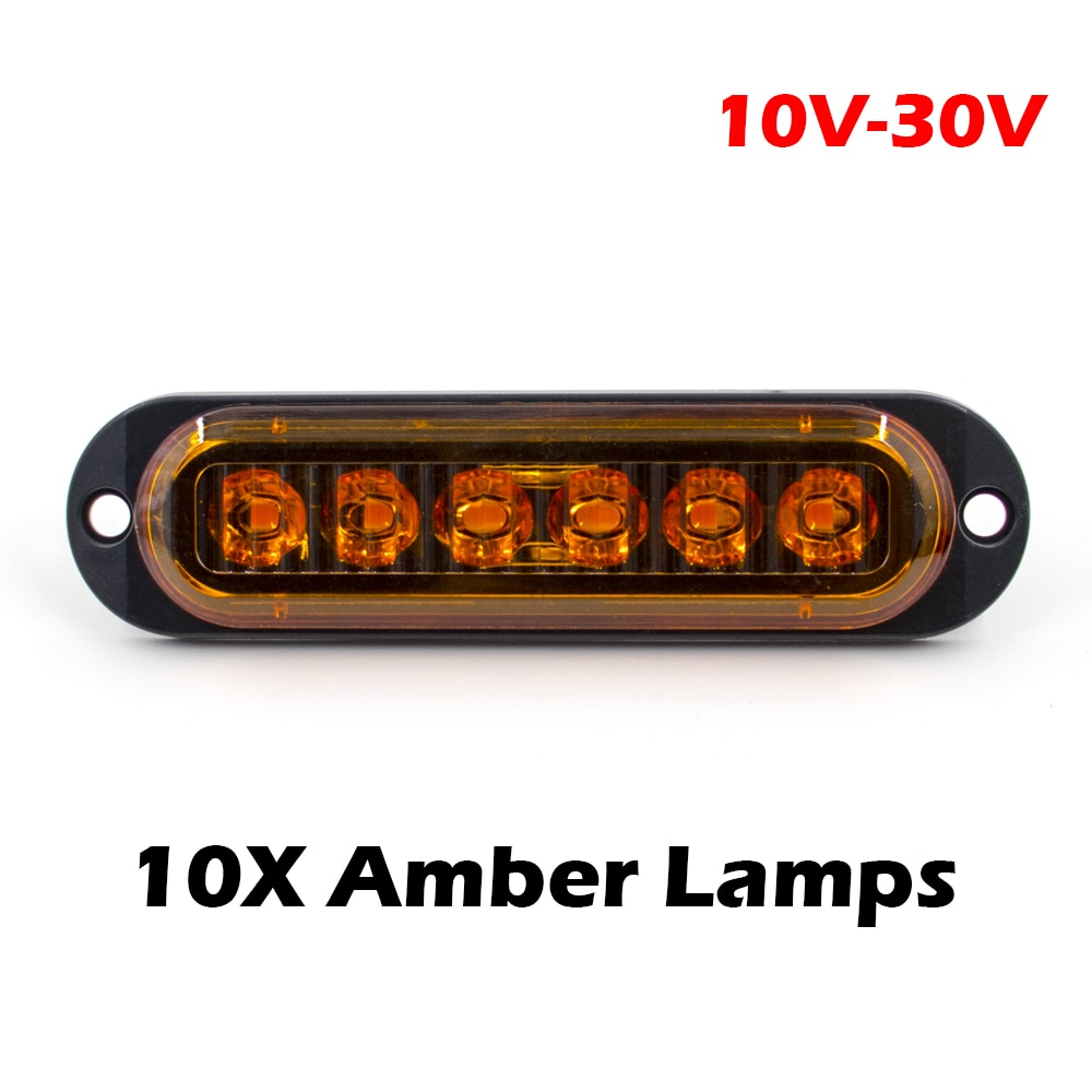 

10ШТ 12V 24V 6 светодиодных боковых габаритных огней Сигнальная лампа Авто Внешние огни прицепа грузовика Габаритный фонарь грузовика Красный Янтарный Белый