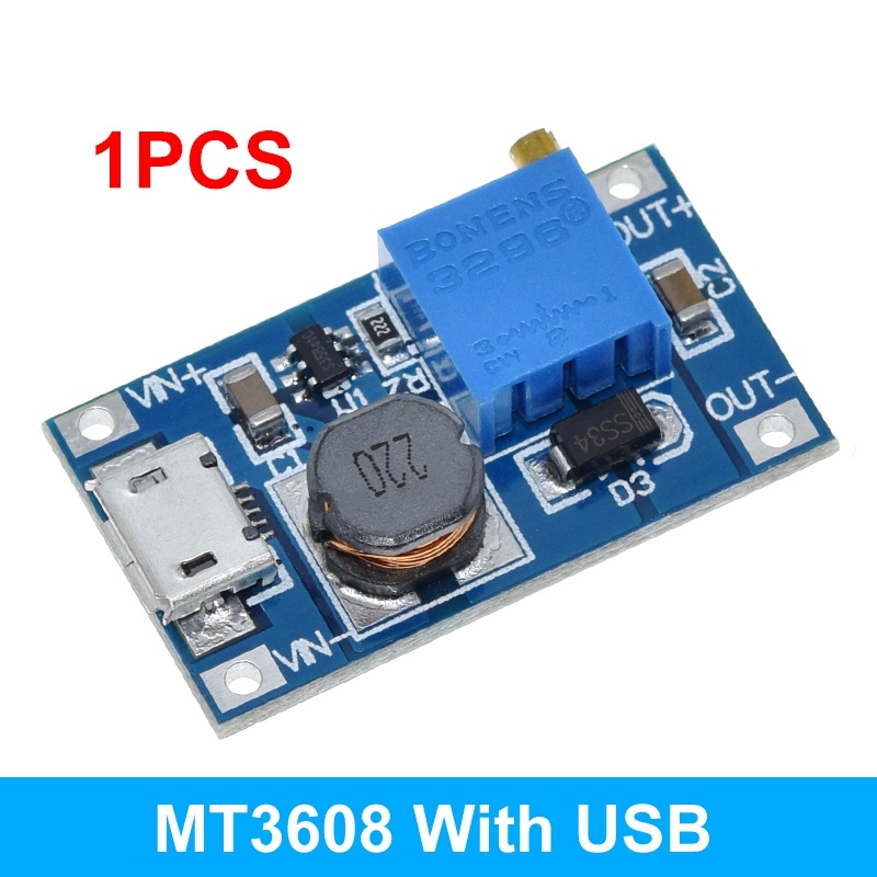 

TZT MT3608 DC-DC повышающий преобразователь, модуль повышающего источника питания, повышающая плата, максимальный выход 28 В, 2 А для Arduino