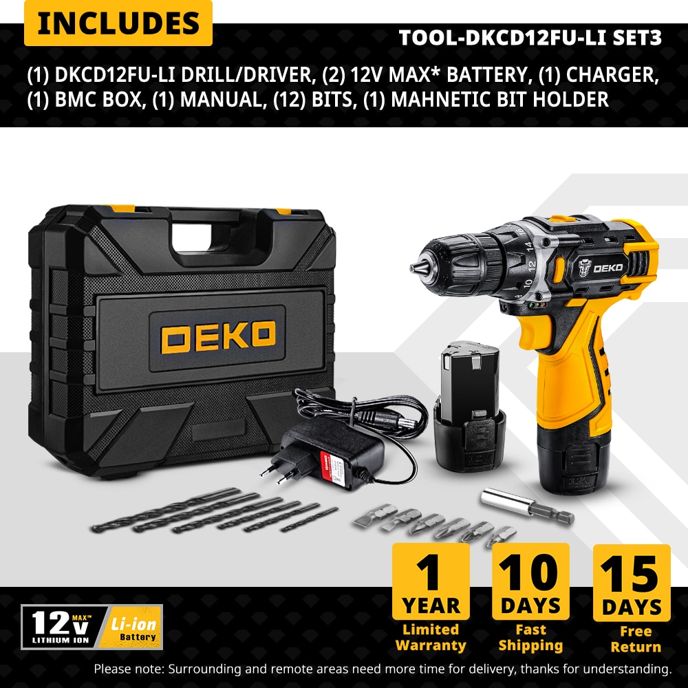 

Беспроводная дрель DEKO DKCD12XL01