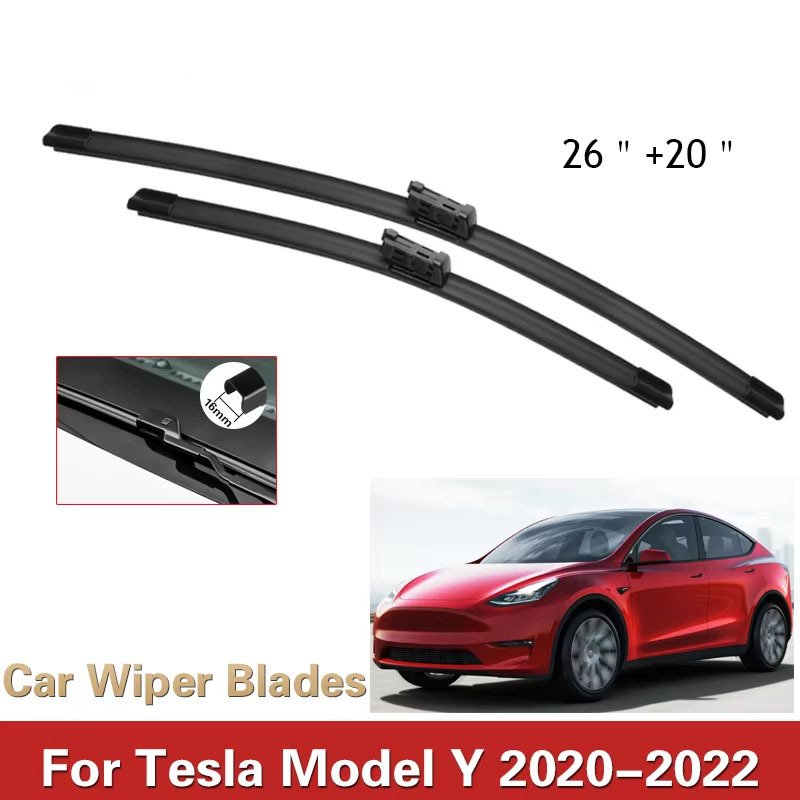 

2x для Tesla Model Y 2020 2021 2022, щетки стеклоочистителя, автомобильные аксессуары, чистка лобового стекла, универсальная бескаркасная резина