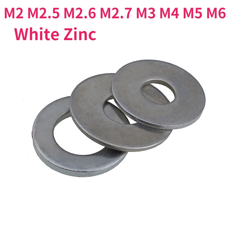 

Плоские шайбы M2 M2.5 M2.6 M2.7 M3 M4 M5 M6 оцинкованные