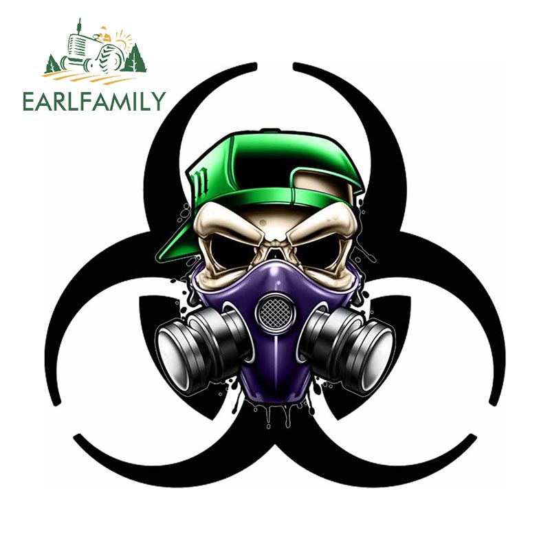 

EARLFAMILY 3D биохимическая противогаз маска наклейка Забавный Череп Автомобильная наклейка для SUV 4X4 окно бампер внедорожник багажник украшение