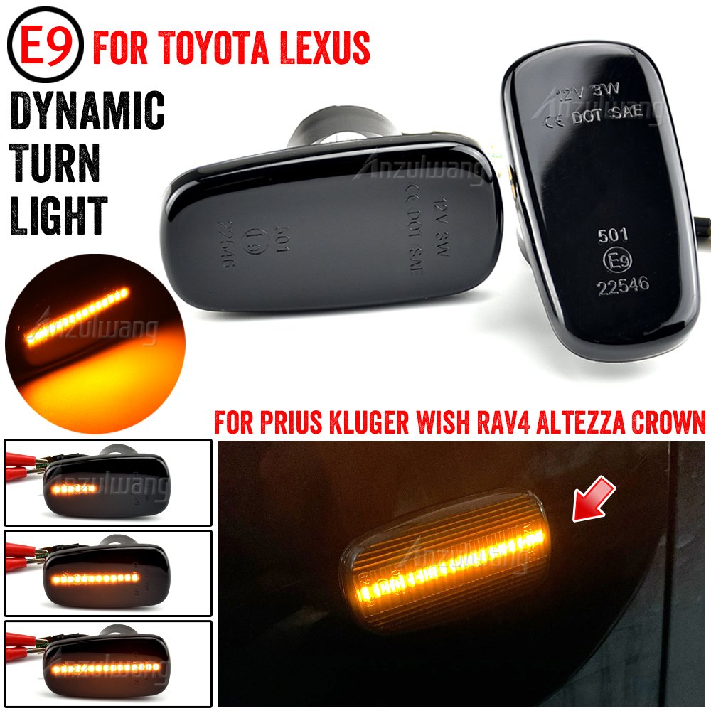 

2 шт., динамические поворотники для Toyota Land Cruiser Prius Kluger Wish RAV4 Altezza Crown Lexus