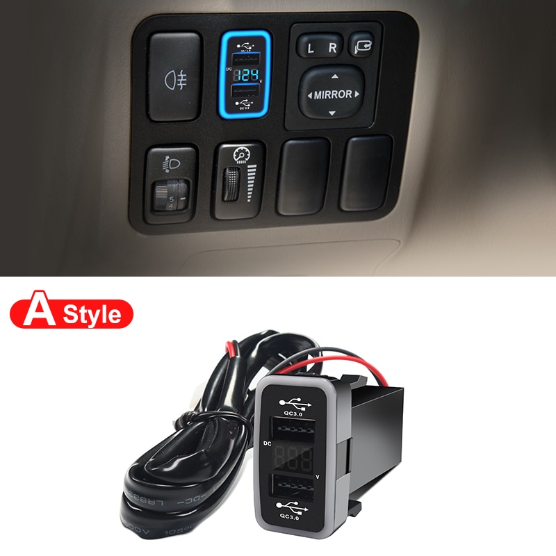 

Для Toyota Land Cruiser Prado 120 Lc120 2009-2003 обновленные аксессуары Fj120 мощность двойной USB порт быстрое зарядное устройство дисплей Напряжение