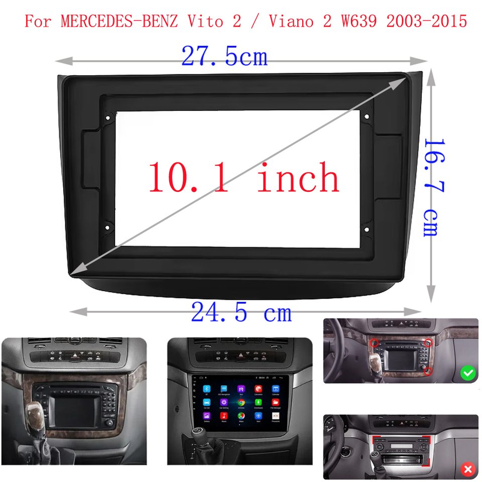 

Для MERCEDES-BENZ Vito 2/Viano 2 W639 2003-2015 10-дюймовый автомобильный радиоприемник с лицевой панелью Android MP5 плеер 2Din головное устройство рамка панели