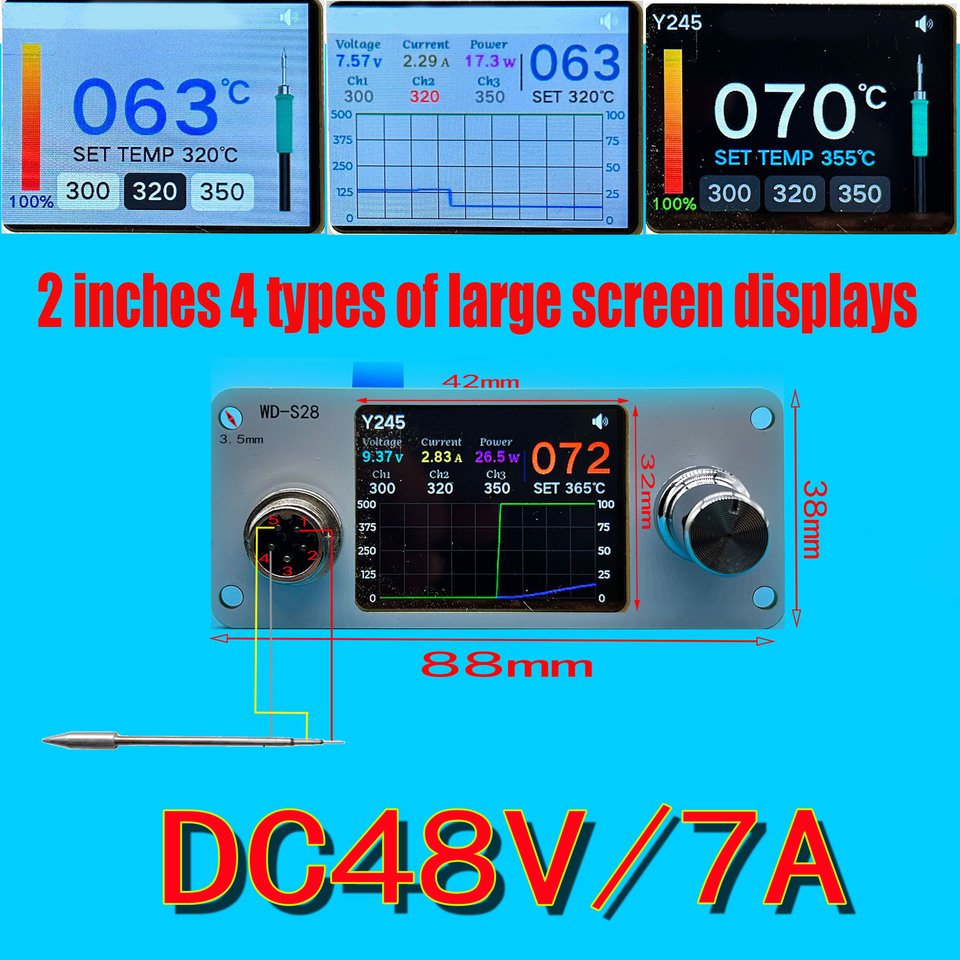 

DC 48 В 7A C245 470 Плата управления 2,6 дюйма OLED 4 интерфейса дисплея Электрический паяльник Контроллер паяльной станции