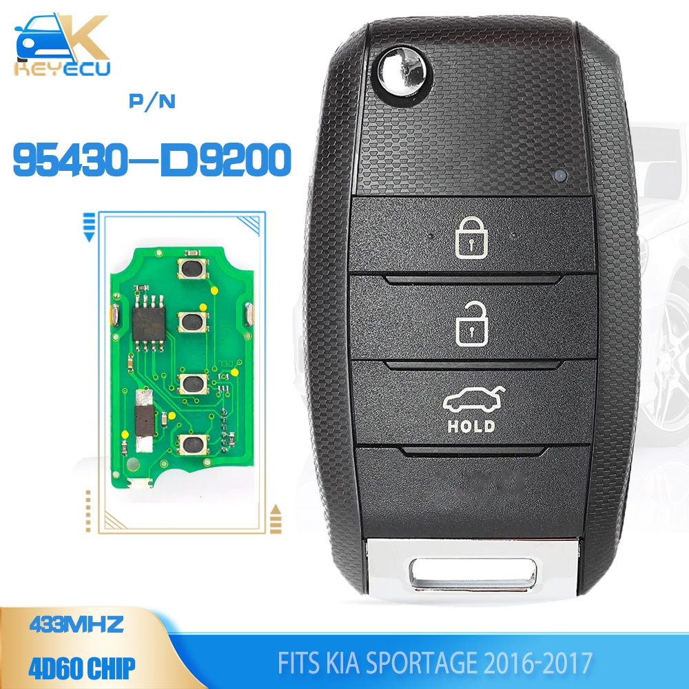 

KEYECU P/N: 95430-D9200 обновленный пульт дистанционного управления Fob 3 кнопки 433 МГц ID60 6F чип для KIA Sportage 2016 2017 Автомобильный ключ