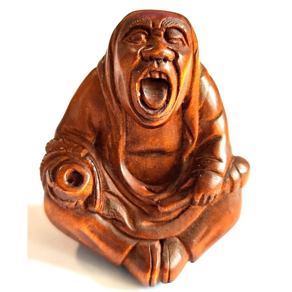 

Y8296 — 2-дюймовая резная фигурка нецке из самшита ручной работы — Damo Monk Oni