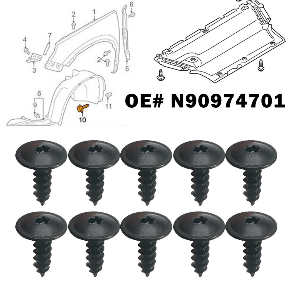 

10X для VW Golf Audi Seat Skoda решетка бампера юбка звездообразный болт N90974701 свод автомобильного колеса подкладка брызговик зажим 5x15 мм