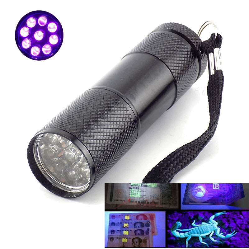 

QvvCev УФ фонарик 9 LED фиолетовый