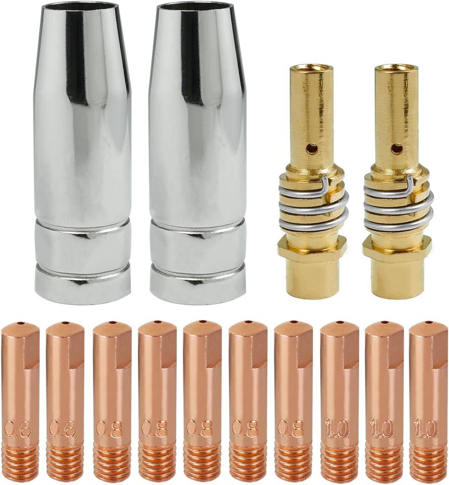 

MIG Welder 15 AK MIG Gun Аксессуары Комплект 14 Контактная головка M6 Поддержка наконечника Диффузор Газовая насадка Сварочный аппарат Запасные части для MIG wel