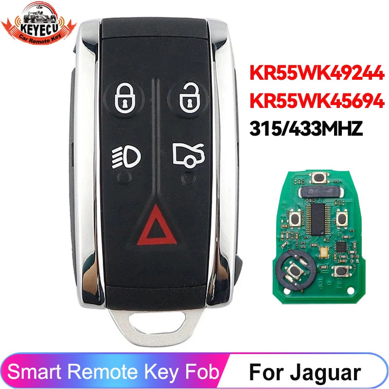 

KEYECU для Jaguar XF XK XFR XKR 2009 2010 2011 2012 2013 XJ8 XK8 Smart Remote 315/433 МГц ID46 PCF7953 Брелок с чипом KR55WK49244