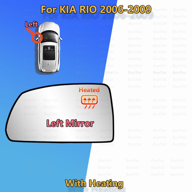 

Для Kia Rio 2005 2006 2007 2008 2009 левое или правое боковое зеркало с подогревом стекло для зеркала заднего вида дверное зеркало 87611-1G000 / 87621-1G000