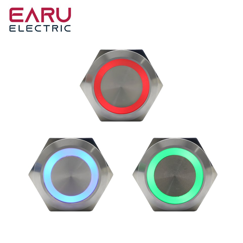 

EARUELECTRIC трехцветный RGB микро переключатель 16/19/22мм 3-6/12-24/220В медный