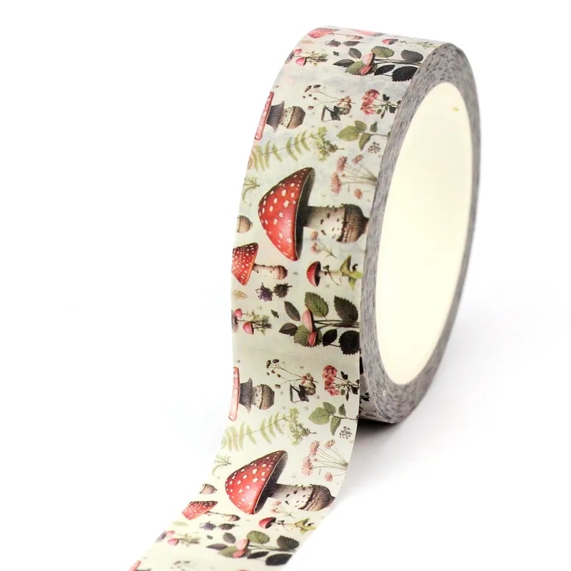 

GREATHOPE WASHI TAPE декоративная лента с грибами и листьями