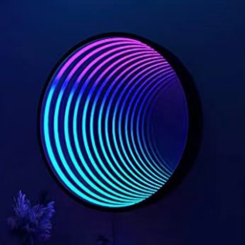 

Круглое RGB бесконечное зеркало, неоновая вывеска, зеркало для вечеринки, спальни, бара, гибкая световая полоса, зеркало из нержавеющей стали, акриловое зеркало, декор