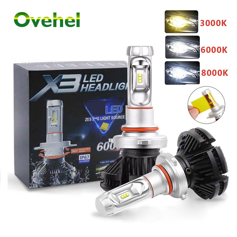 

OVEHEL Автомобильный фонарь ZES H4 LED H7 H11 3000K 6000K 8000K HB3 9005 HB4 9006 Автомобильные светодиодные фары Лампы 50 Вт 6000LM X3 Фара Авто