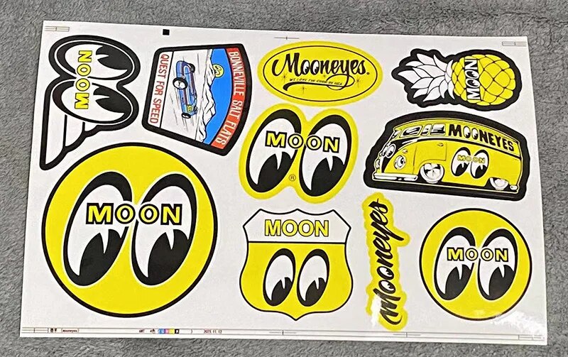 

30 компл./лот Mooneyes Moon Eyes Rat Fink, водонепроницаемые зеркальные наклейки «сделай сам», украшения для дома для мотоциклов, аксессуары