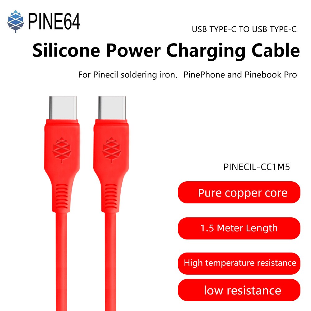 

Pine64 Силиконовый кабель USB Type-c к USB Type-c для Pinecil TS100 TS101