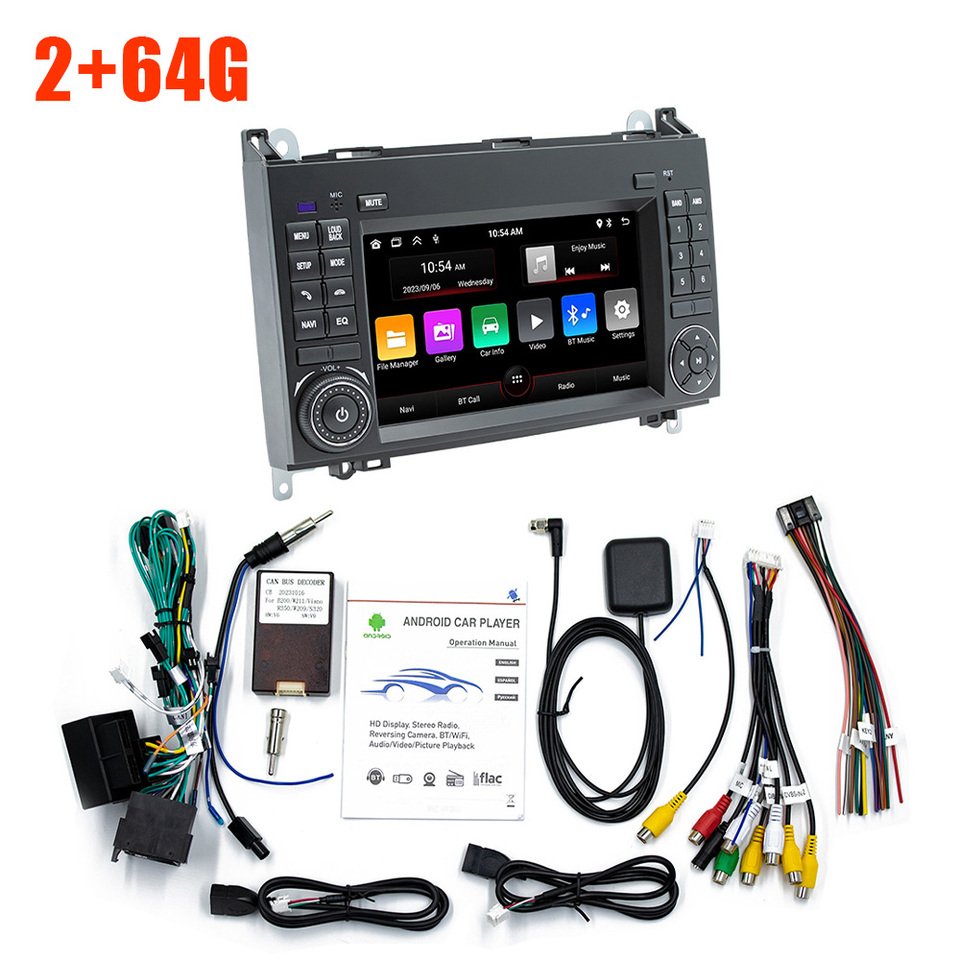 

7-дюймовый автомобильный радиоприемник Carplay 2Din Android 12 для Mercedes Sprinter Benz B200 Vito W639 Viano B Class W169 W245 W209 2004-2017 DSP 4G