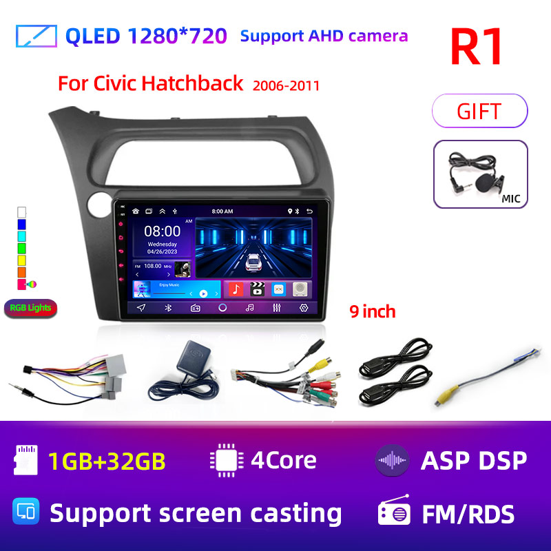 

8-ядерный Android 13 для Honda Civic Hatchback 2006-2011, автомобильный радиоприемник, мультимедийный плеер, навигация, 2 Din, стерео DVD, головное устройство, динамик