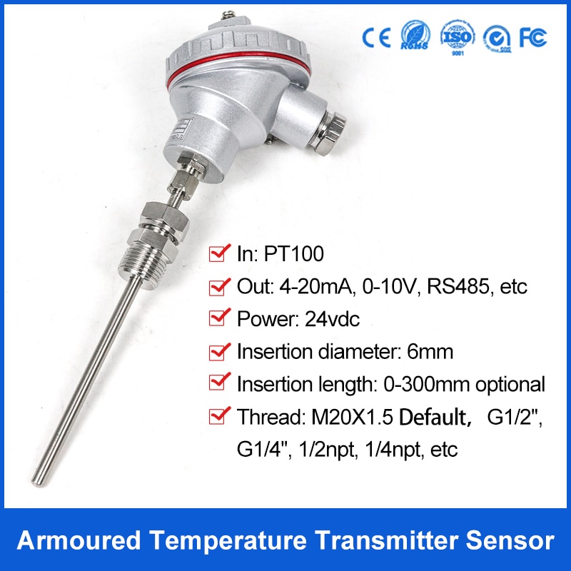 

Термодатчик Pt100 PT1000 4-20 mA 0-10V