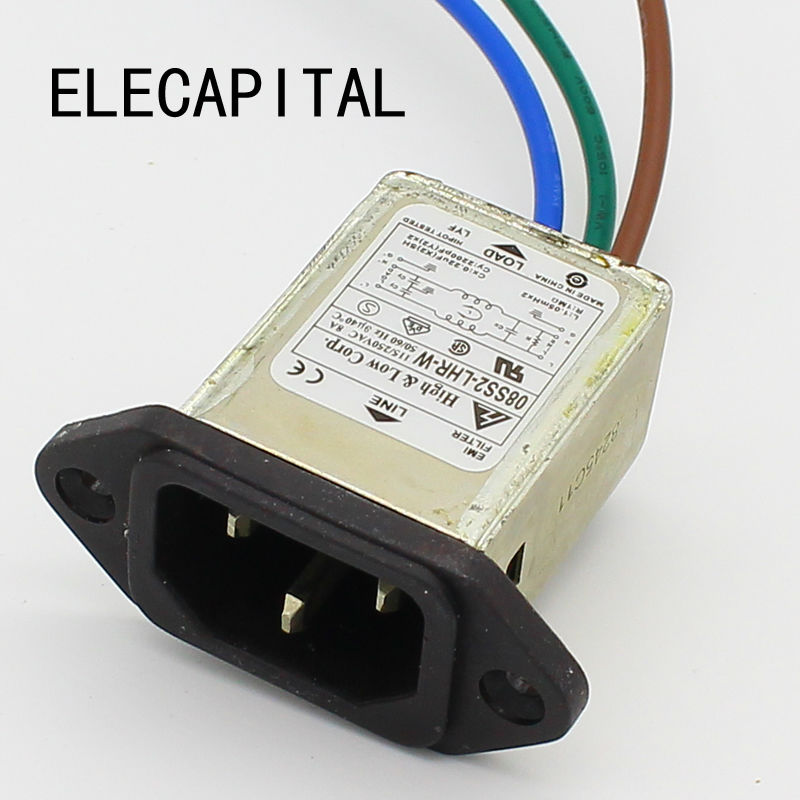

Розетка 3 контакта ELECAPITAL 08SS2-LHR-W EMI фильтр