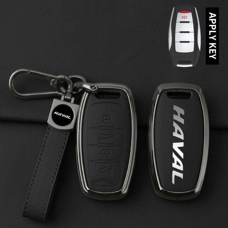 

Чехол для автомобильного ключа из сплава и кожи для Haval Jolion H6 Dargo F7 H9 2015 2021 2022 2023, чехол для смарт-ключа, аксессуары для автомобиля