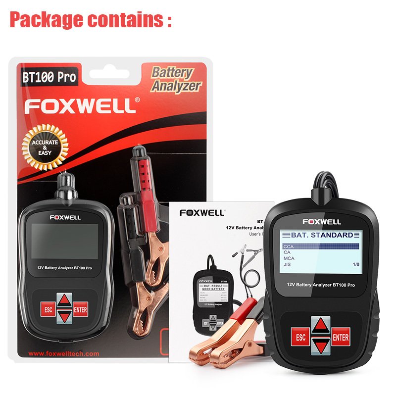

Тестер автомобильного аккумулятора FOXWELL BT100 PRO 12 в 100-1100 CCA тестер аккумулятора диагностический инструмент