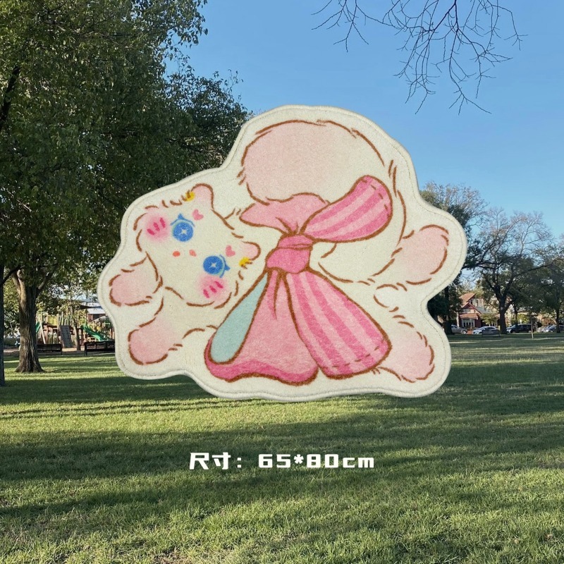 

Декоративный ковер для спальни с милым котом для девочек, нерегулярный мультяшный коврик для гостиной, дивана, кавайный плюшевый напольный коврик, удобный мягкий коврик для ног