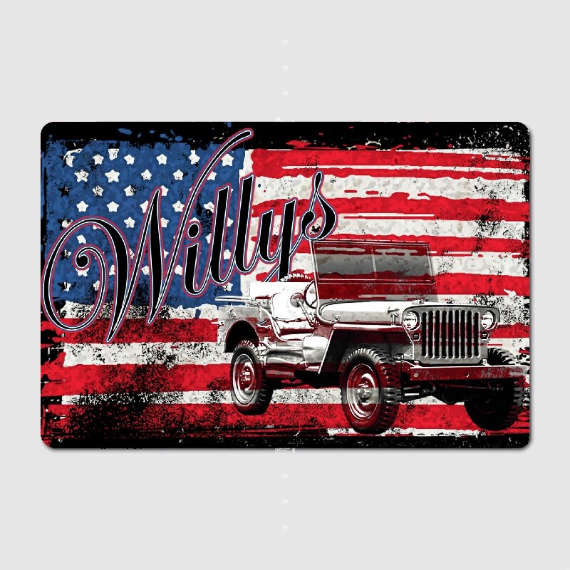 

Металлическая табличка Willys Jeep винтажный флаг США