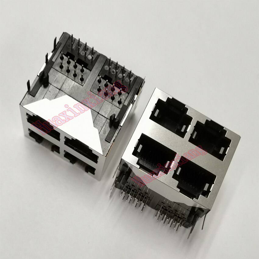 

10 шт./лот, 4 порта RJ45 8P8C, гнездовой разъем/розетка 2*2, стальной экран, сетевой модульный без светодиода